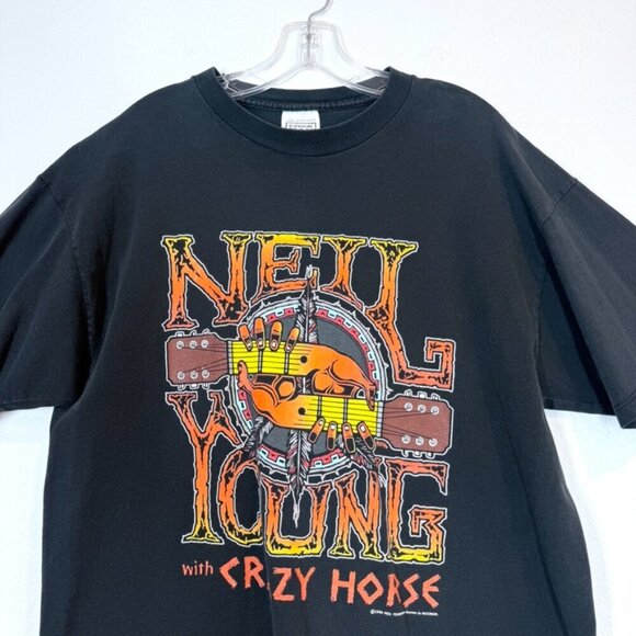 VTG 1996 Neil Young and Crazy Horse Tour T-Shirt XL Black Nice Man Rock Band - Picture 3 of 10